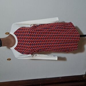 B30 Lularoe Randy Tee Vibrant Geometric Print Cream Raglan Sleeves Sz S Unisex